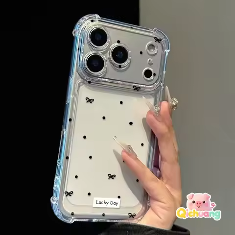 For Redmi Note 15 14 Pro Plus 14S 14 Turbo 13 Pro Plus 5G 4G Phone Case Black Polka Dot Bow Bowknot 