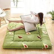 Safety Certification Avocado Style Japanese Floor Mattress Futon Mattress,Thicken Tatami Mat Sleeping Pad Foldable Roll Up Mattress with 1 Pair of Fiber Pillows,Twin Size