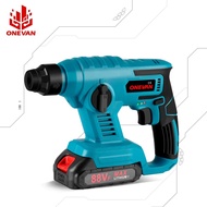 🔥 ONEVAN 1000W 8600IMP Rechargeable Electric Hammer Cordless Multifunction Hammer Impact Drill Power Tool For Makita 18V Battery