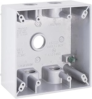 Hubbell-Raco 5337-1 Weatherproof Box, 2 Gang, 31 Cu-in X 4-9/16 in L X 4-1/2 in W X 2 in D, White