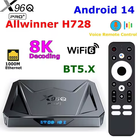X96Q PRO+ Android 14 TV Box 4GB 32GB 64GB Allwinner H728 Quad Core 4K 8K@24fps 1000M LAN Wifi6 Set T