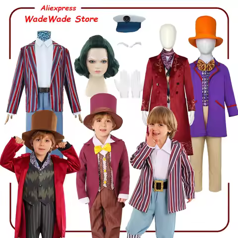 Kids Oompa Cosplay Wig Loompa Costume Accessories Movie Chocolate Headwear Heat Resistant Synthetic