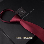 Red Red Tie-free Tie Men's Wedding Easy-to-pull Festive Wedding Tie Lazy Zipper Wine Red Tie Male 11