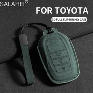 Suede Leather Car Key Case Cover Holder Shell For Toyota Prius Camry Corolla CHR C-HR RAV4 Land Cruiser Keychain Accessories