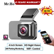 Mr.Ho HD013 WIFI dashcam for car 2K/1296P 4" inch HD 2 Lens front and rear dash cam Car camera Recorder App Control DVR行车记录器