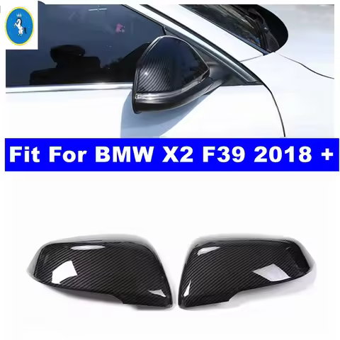 Auto Door Rearview Mirror Cap Decor Protector Shell Cover Trim For BMW X2 F39 2018 - 2021 Carbon Fib