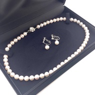 Akoya珍珠項鍊耳環套裝，品牌鍊式首飾