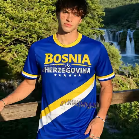 2026 men Cheerleaders Bosnia fans Y2k Tops Men Women Soccer O-Neck Short Sleeve Jersey T-Shirt Casua