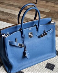 愛馬仕 Hermes birkin 35，限量拼色希臘藍拼白色，框O刻