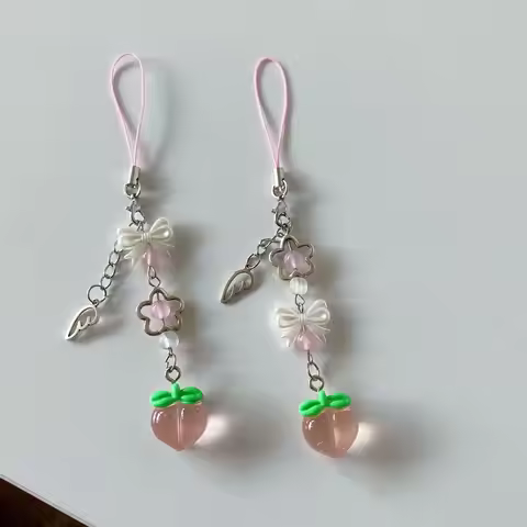 Cute Pink Clear Peach Keychains Transparent Jelly Fruit Keyring Y2k Kawaii Bagpack Iphone Aesthetic 