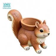 Gralara Squirrel Resin Planter Animal Figurine Pot Decorative Miniature Ornament for Garden Yard She