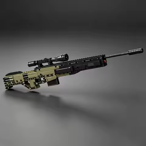 British AWM Sniper Rifle Building Block Model Gun —MOC Barrett Heavy Sniper Rifle
