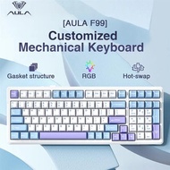 Aula F99 Gaming Mechanical Keyboard Three Mode 2.4g Wireless Bluetooth Wired Hot Swap PBT Gasket RGB