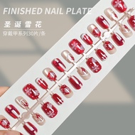 Popular Exquisite Manicure Christmas Snowflake Cat's Eye Wearable Nails Christmas Atmosphere Fake Na