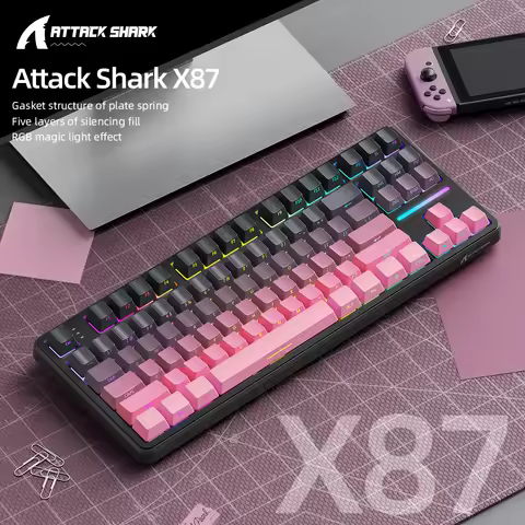 Attack Shark X87 Macro Drive Gaming Keyboard,Bluetooth Side Engraved Translucent Character Mechanica