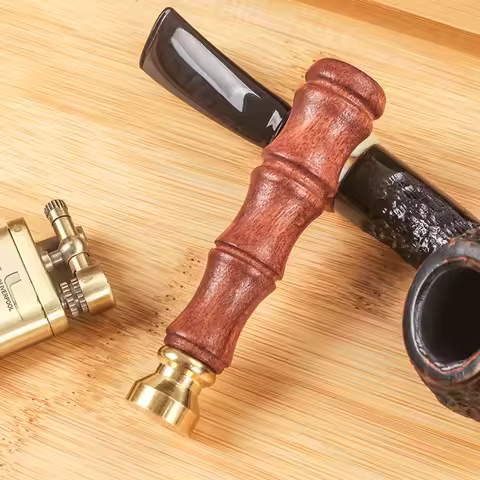 Tobacco Pipe Tamper Smoking Pipe Tool Men Gifts Wood Tobacco Pipe Metal Tamper Smoking Accessories C