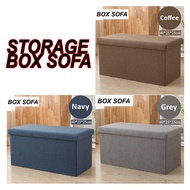 Storage Box Fabric Foldable Storage Box Sofa Footrest Foot Stool Seat Storage Kotak Simpan Barang Kotak Barang