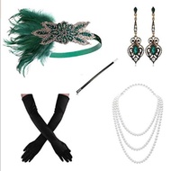 Great Gatsby ชุดอุปกรณ์เสริม 1920s Flapper ชุดคาดศีรษะสําหรับฤดูร้อนเอวสูงกระโปรงไม่สมมาตรแขนกุด V ค