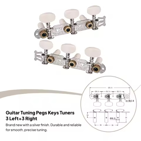 2pcs 3R3L Classical Guitar String Tuning Pegs Keys Tuners With White Button Durable Guitar Tuning Pe