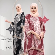 Sulam Baju Kebarung Ironless Printed Pattern Muslimah Set Overlap Pencil Kurung Casual Suit Bridesma