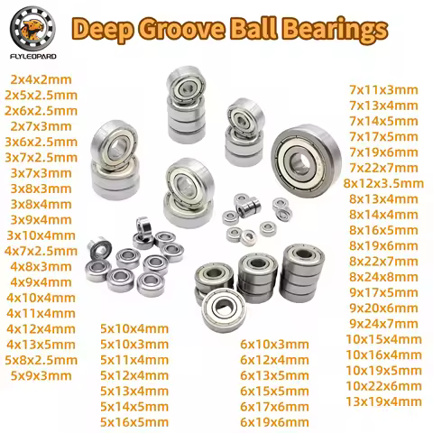 10Pcs Miniature Bearing 2mm 3mm 4mm 5mm 6mm 7mm 8mm 9mm 10mm ID 2x5x2.5 3x6x2.5 4x7x2.5 5x8x2.5 5x10