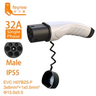 Feyree 32A ปลั๊กแหล่งจ่ายไฟด้านข้าง16A ชาย Charger 3เฟส Type2 IEC62196-2อะแดปเตอร์สำหรับยานพาหนะไฟฟ้