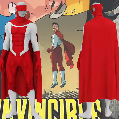 Red Invincible Cosplay Mark Grayson Costume Omni-Man Superhero Bodysuit Boys 3D Printed Spandex Zent