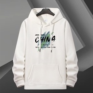 เสื้อฮู้ดผ้าฝ้ายแท้สำหรับผู้ชาย NASA Collaborative ทรงหลวม ปกโปโล ฤดูใบไม้ร่วง/ฤดูหนาว ลำลอง ด้านหลั