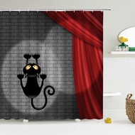 ม่านอาบน้ำตลกม่านอาบน้ำตกแต่งบ้านกันน้ำการ์ตูนแมว 3d ห้องน้ำสร้างสรรค์บุคลิกภาพม่านอาบน้ำ