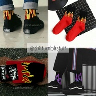 Fire Red Flame Socks Hipster Stokin Api Hipster Pattern Crew Socks for Men Women