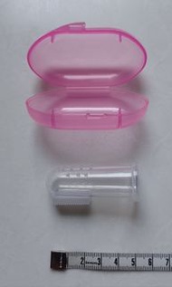 全新矽膠指套形貓狗牙刷(軟毛)連膠盒