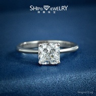 Poetry Pendant1.5ct Square6*6Minimalist Ring for Women, Versatile and Unique Style925Pure Silver Wed