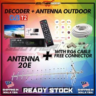 DECODER MYTV DVBT2 + 20E ANTENA OUTDOOR ANTENA ARIEL 80-130KM DTV MYFREEVIEW HDTV MALAYSIA UHF ANTEN