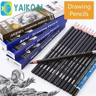GLENES 12Pcs Drawing Pencils Black Pencils 12Pcs/box 3B 4B 5B 6B 12B 14B Soft Charcoal Art Stationer