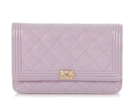 Chanel Lilac Metallic Patent Boy Wallet On Chain WOC Gold Hardware, 2016