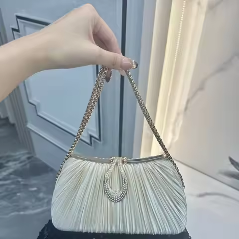 Fashion Shiny Sequin Sequin Handbag Nylon Lining Lock Buckle Evening Bag Gold Sequin Party Handbag P