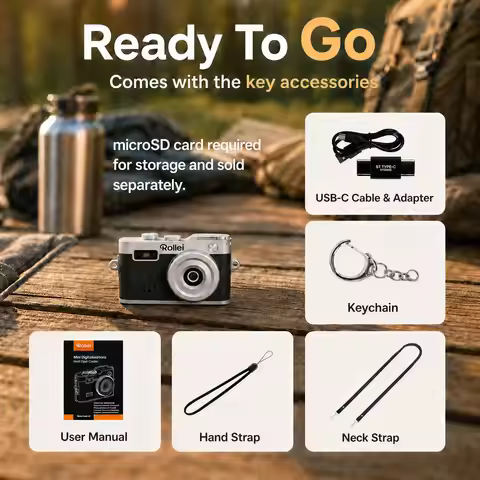 Rollei Mini Keychain Digital Camera 1080P for Family Travel Camping Vlog | Mini Vintage Camera, FHD 