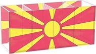 Funny Cute Pen Holder for Desk North Macedonia National Flag Marker Caddy Acrylic Pencil Cup Station