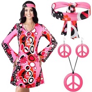 60s 70s Disco Dance Dresses For Women Colorful Print Retro Flared Hippie Bohemia Style Carnival Part