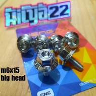 baut 10 big head model hexagon 2 kunci 6x15 6x20 original heng thailan - 6x20 2cm