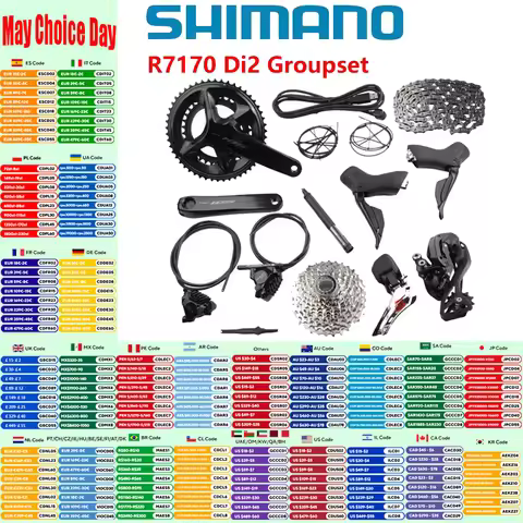 Shimano 105 Di2 Groupset R7170 2x12 Speed Groupset ST-R7170 Brake R7100 Crankset 165mm/170mm/172.5mm