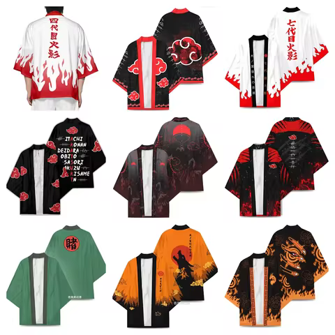 Anime Kakashi Cloak Akatsuki Uchiha Itachi Kimono Cosplay Wafuku Kurama 3D Printing Yukata Cardigan