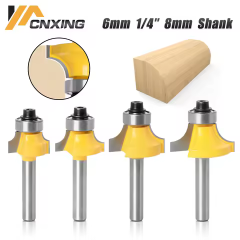 6mm/6.35mm/8mm Shank Corner Rounding Over Router Bit With Bearing Wood Milling Cutter Tungsten Carbi