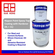 Nippon Paint Epoxy Top Coating with Hardener HI-PON 40-04 Chemical Oil Abrasion Resistant Costing (4L + 1L)