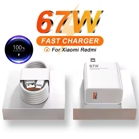 US Plug 6A 67W Turbo Fast USB Charger for Xiaomi 10 11 12 13T 14T Redmi Note 11S 12 13 14 POCO X4 F5