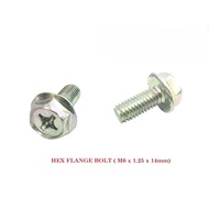 [READY STOCK] HEX FLANGE BOLT (M6 x 1.0 x 14mm)
