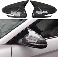 LAVIYE 2pcs Car Rearview Side Mirror Cover Wing Cap Exterior Door Rear View Case Trim Carbon Fiber，For Hyundai Elantra Avante AD 2016-2020