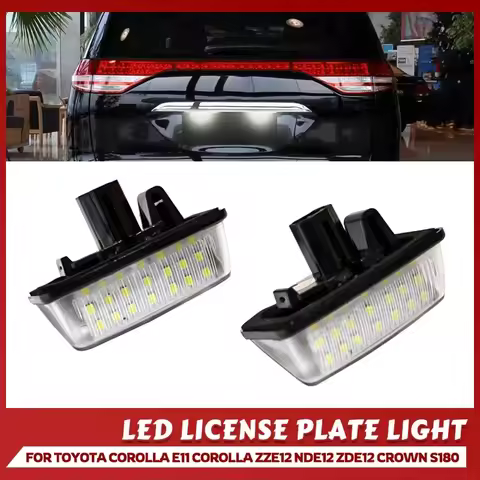 2Pcs CanBus LED License Plate Lights For Toyota Corolla E11 Crown S180 Starlet EP91 Vios Previa ACR5