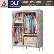 Solid Wood Wardrobe Clothes Rack Cupboard With Dust Cover Almari Baju Kayu Rak Baju Wardrobe Cabinet
