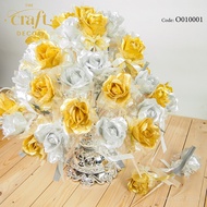 The Craft Decor 50pcs Glitter Rose Bunga Telur | Gift Kahwin | Bunga Pahar